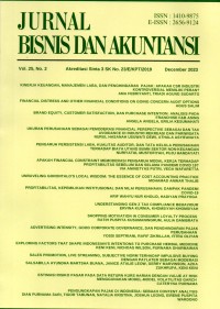 Image of Jurnal Bisnis dan Akuntansi Vol. 25 No. 2 December 2023