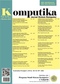 Image of Komputika: Jurnal Sistem Komputer Vol. 12 No. 2 Oktober 2023